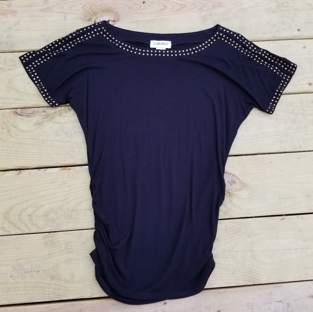 Black Studded Top Y2K biker